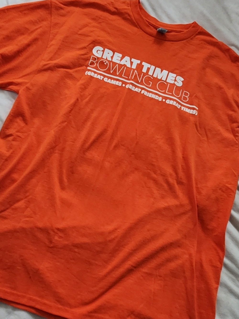 Gildan Orange 'Great Times Bowling Club' Graphic Tee